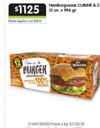 Jumbo Hamburguesas cuisine & co 12 un x 996 gr oferta
