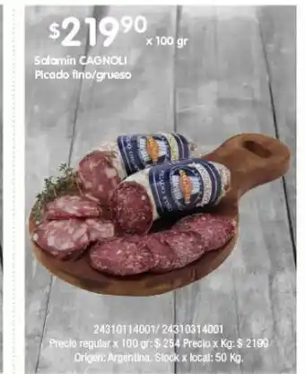 Jumbo Salamín cagnoli picado x 100 gr oferta