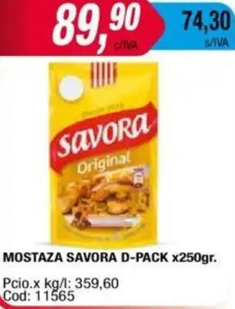 Maxiconsumo Savora D-Pack Mostaza x 250 gr. oferta