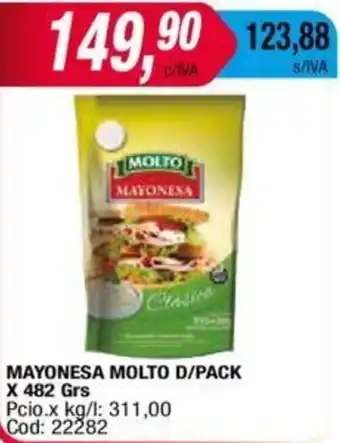 Maxiconsumo Molto Mayonesa D/Pack x 482 grs oferta