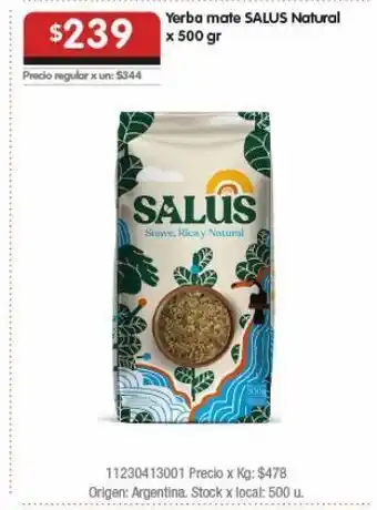 Disco Yerba mate salus natural 500g oferta