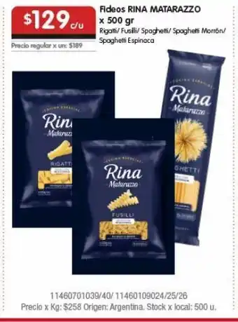 Disco Fideos rina matarazzo x 500g oferta