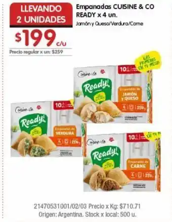 Disco Empanadas cuisine & co ready x 4uni oferta