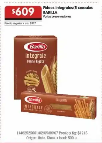 Disco Fideos integrales/5 cereales barilla oferta