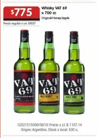 Disco Whisky vat 69 x 700cc oferta