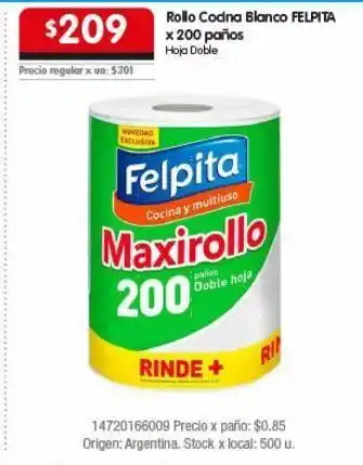 Disco Rollo de cocina felpita x 200paños oferta