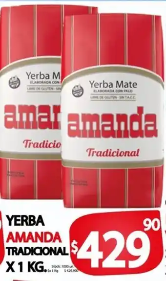 Supermercados Top Amanda Yerba Tradicional x 1 kg. oferta