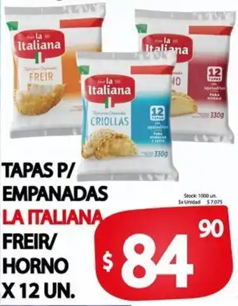La Italiana Tapas P/ Empanadas Freir/Horno x 12 un.