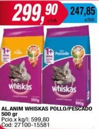 Maxiconsumo whiskas Pollo/Pescado Al.Anim 500 gr oferta
