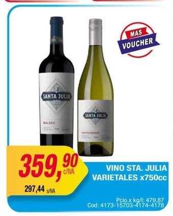 Maxiconsumo Vino Sta. Julia Varietales x 750cc oferta