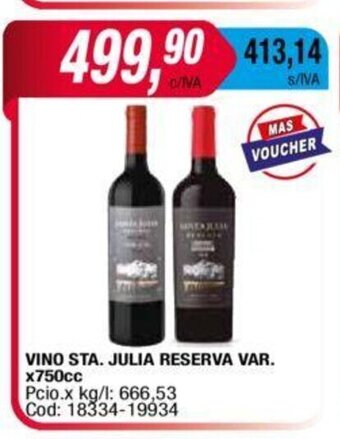 Maxiconsumo Vino Sta. Julia Reserva Var. x 750cc oferta