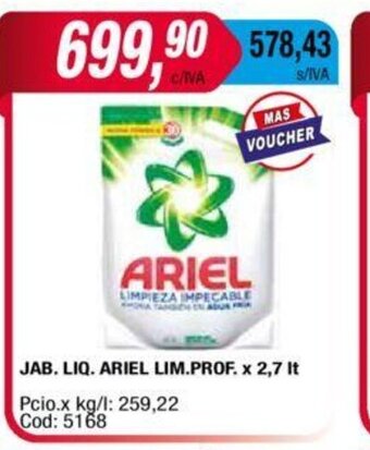 Maxiconsumo Jab. Liq. Ariel Lim. Prof. x 2,7 lt oferta