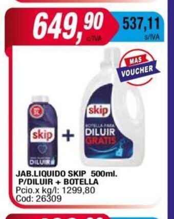 Maxiconsumo Jab. Liquido Skip 500ml P/Diluir + Botella oferta