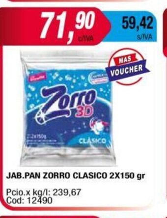 Maxiconsumo Jab. Pan Zorro Clasico 2x150 gr oferta