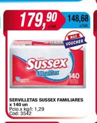 Maxiconsumo Servilletas Sussex Familiares x 140 un oferta