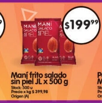 Supermercados Buenos Días Maní frito salado sin piel JL x 500g oferta