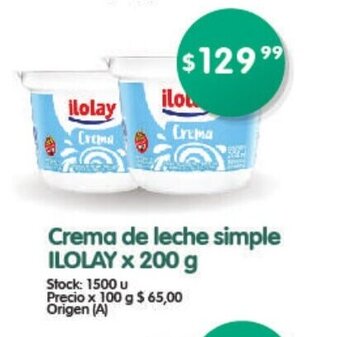 Supermercados Buenos Días Crema de leche simple Ilolay x 200g oferta