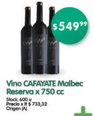 Supermercados Buenos Días Cafayate Malbec Reserva Vino x 750 cc oferta