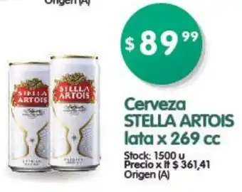 Supermercados Buenos Días Stella Artois lata Cerveza x 269 cc oferta