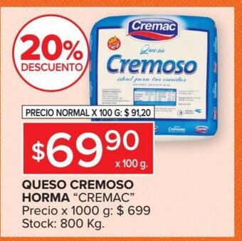 Carrefour Cremac Queso Cremoso Horma x 100g oferta