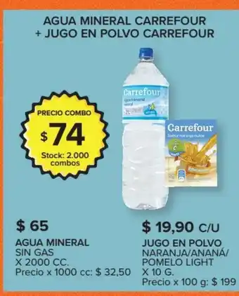Carrefour Agua Mineral Carrefour + Jugo En Polvo Carrefour oferta