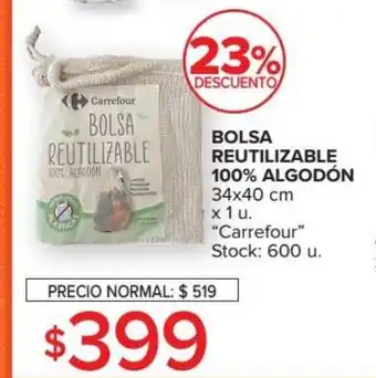 Carrefour Carrefour Bolsa Reutilizable 100% Algodón 34 x 40 cm x 1 u. oferta