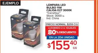 Carrefour Carrefour Lámpara Led Bulbo 11W Calida E27 3000K oferta