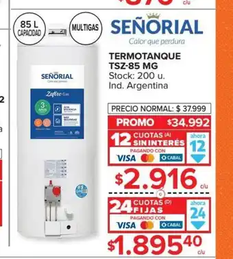Carrefour Señ orial Termotanque TSZ-85 MG 85L oferta