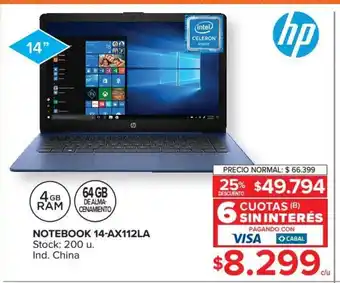 Carrefour hp Notebook 14 AX112LA 4Gb Ram/ 64GB oferta