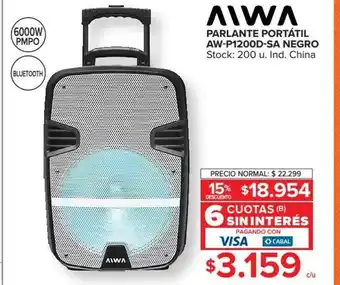 Carrefour Aiwa Parlante Portátil AW - P1200D-SA Negro oferta