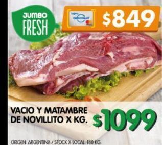 Jumbo Vacio y matambre de novillito x kg oferta
