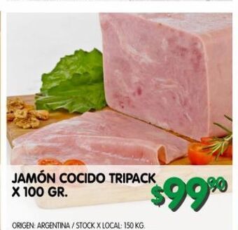 Jumbo Jamón cocido tripack x 100 gr oferta
