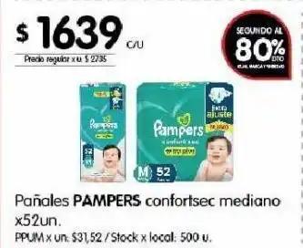 Disco Pañales pampers confortsec mediano x 52un oferta