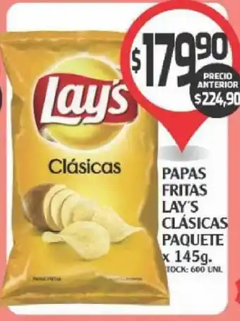 Papas Fritas Lay's Clásicas Paquete X 145g.