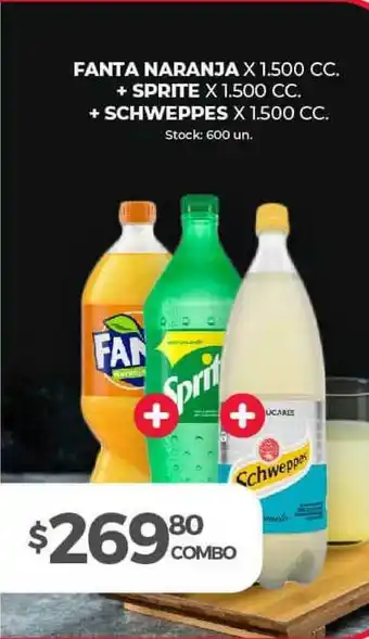 Supermercados Tadicor Fanta Naranja + Sprite + Schweppes x 1.500cc oferta