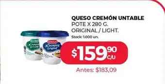 Supermercados Tadicor Queso Cremón Untable x 280g oferta