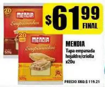 Supermayorista Vital Mendia Tapa Empanada Hojaldre-criolla x 20u oferta