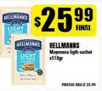 Supermayorista Vital Hellmanns Mayonesa Light Sachet x 118gr oferta