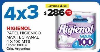 Carrefour Maxi Papel higiénico higienol 4 x 100mts oferta