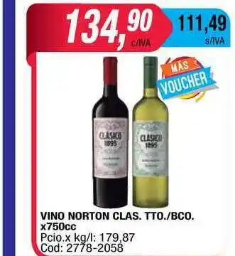 Maxiconsumo Vino Norton Clas. Tto.-bco. x 750cc oferta