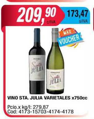 Maxiconsumo Vino Sta. Julia Varietales x 750cc oferta