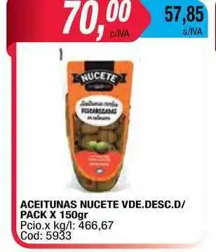 Maxiconsumo Aceitunas Nucete Vde. Desc. D-pack x 150gr oferta