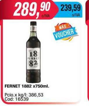Maxiconsumo Fernet 1882 x 750ml oferta