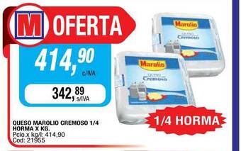 Maxiconsumo Queso Marolio Cremoso 1-4 Horma oferta