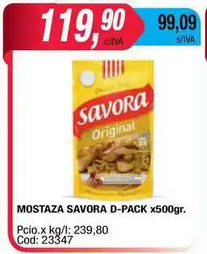 Maxiconsumo Mostaza Savora D-pack x 500gr oferta