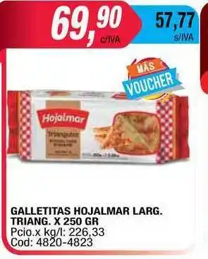 Maxiconsumo Galletitas Hojalmar Larg. Triang. x 250gr oferta