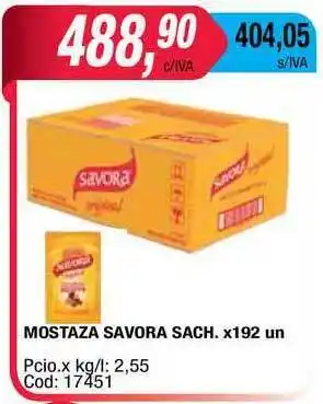 Maxiconsumo Mostaza Savora Sach. x 192un oferta