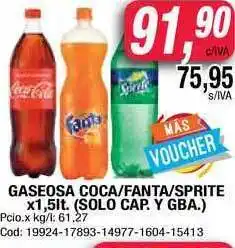 Maxiconsumo Gaseosa Coca-fanta-sprite x 1,5lt oferta