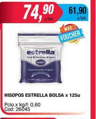 Maxiconsumo Hisopos Estrella Bolsa x 125u oferta