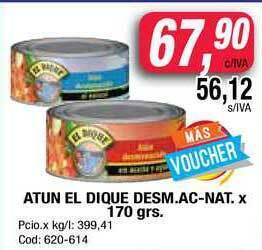 Maxiconsumo Atun El Dique Desm. Ac-nat. x 170grs oferta